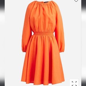 J.crew NWT Palermo smocked-waist mini dress in linen XS orange